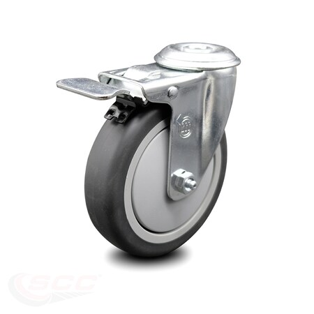 Service Caster 5 Inch Thermoplastic Rubber Wheel Bolt Hole Caster with Total Lock Brake SCC SCC-BHTTL20S514-TPRB